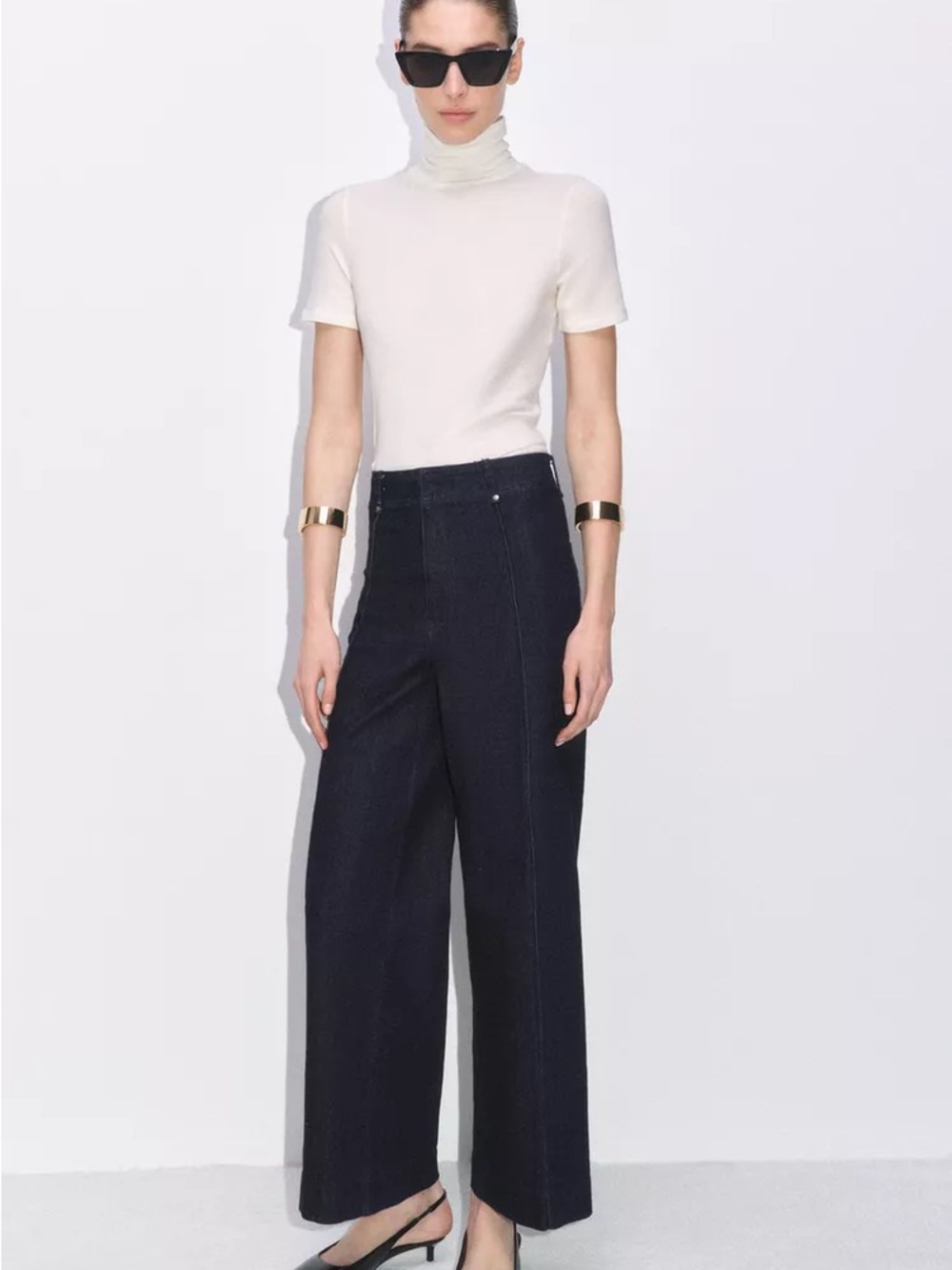 ZARA ZW COLLECTION HIGH WAIST WIDE LEG JEANS IN BLUE